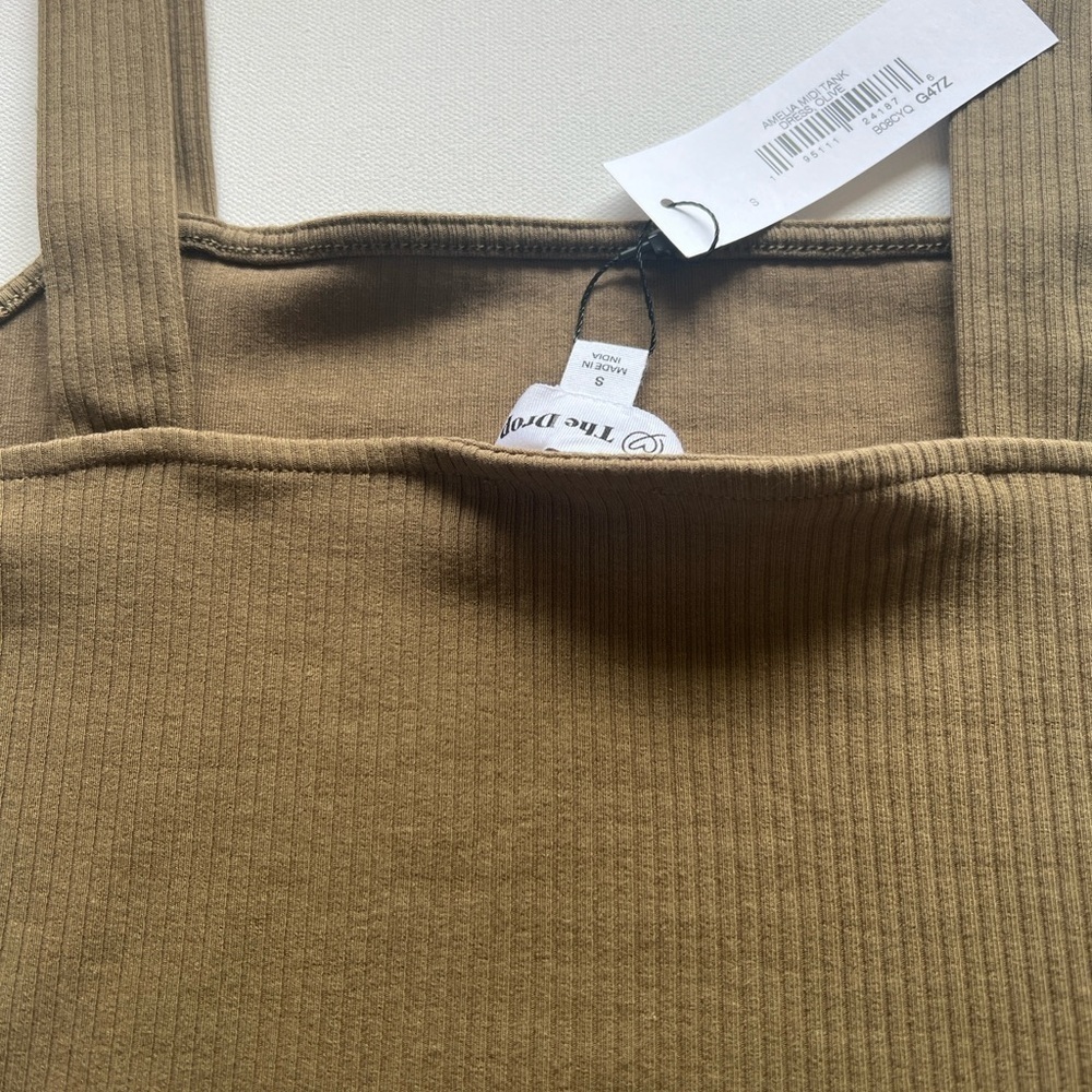 NWT The Drop Amelia Olive Green Ribbed Midi Tank Cotton Dress Size Small (E2) - Picture 7 of 7